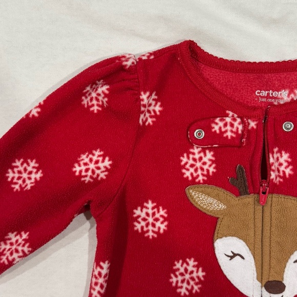 ❤️4 for $20 ❤️ Carter's Girls Snowflake Fleece Zip Footed Sleeper Pajamas Sz 3T - Picture 9 of 14